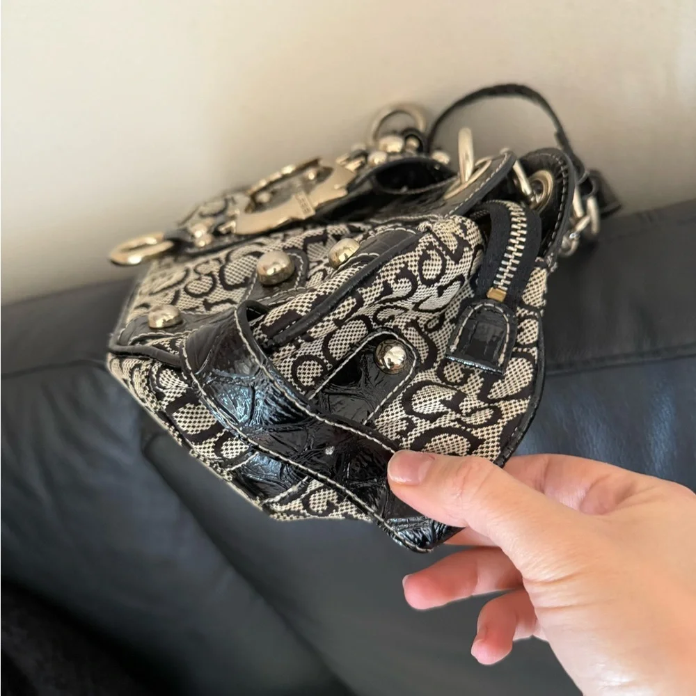 Guess Black and Gray Monogram Shoulder Bag with Silver Hardware - Picture 9 of 9